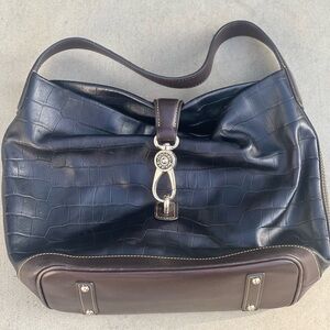 Chic Black Leather Handbag with Silver Accent